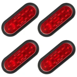 VEVOR Trailer Lights, 4PCS 12V Oval LED Trailer Tail Lights Kit with Stop Brake Turn Tail Lamp, Waterproof Tow Lighting Kit for Boat Truck Camper RV Snowmobile Bus Caravan, 2 Mounting Options, Red