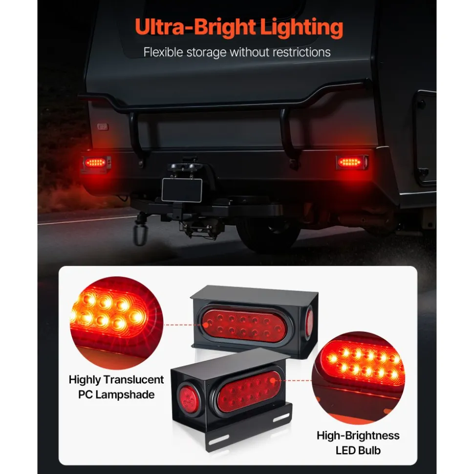 VEVOR Trailer Lights, 10-30V LED Trailer Tail Lights Kit with Stop Brake Turn Tail Clearance (Side) Lamp, Left and Right Waterproof Tow Lighting Kit for Boat Truck Camper RV Snowmobile Bus Caravan