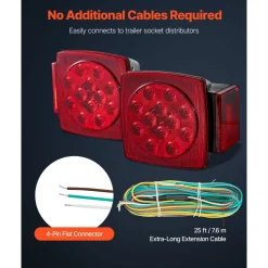 VEVOR Trailer Lights, 12V LED Trailer Tail Lights Kit with Stop Brake Turn Tail License Plate Clearance Lamp, Waterproof Tow Lighting Kit with Wiring Harness for Boat Truck Camper RV Snowmobile Bus