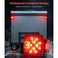VEVOR Trailer Lights, 12V LED Trailer Tail Lights Kit with Stop Brake Turn Tail License Plate Clearance Lamp, Waterproof Tow Lighting Kit with Wiring Harness for Boat Truck Camper RV Snowmobile Bus
