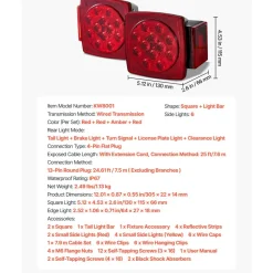 VEVOR Trailer Lights, 12V LED Trailer Tail Lights Kit with Stop Brake Turn Tail License Plate Clearance Lamp, Waterproof Tow Lighting Kit with Wiring Harness for Boat Truck Camper RV Snowmobile Bus