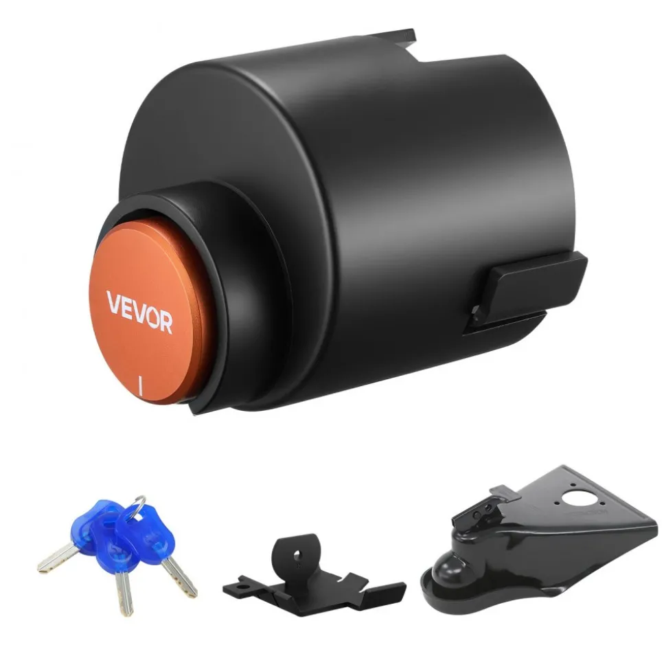 VEVOR Trailer Lock, Fits 2-5/16-Inch Airstream Couplers, Heavy Duty Hitch Lock with 3 Keys Secures Security Chains, Rust-resistant, Anti-Theft Trailer Tongue Locks for RV, Trailer, and Boat