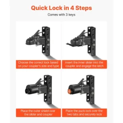 VEVOR Trailer Lock, Fits 2-5/16-Inch Cast Ball Couplers, Heavy Duty Hitch Lock with 3 Keys Secures Security Chains, Corrision-resistant, Anti-Theft RV Trailer Locks for RV, Trailer, Boat