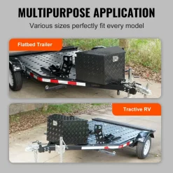 VEVOR Trailer Tongue Box, Aluminum Alloy Diamond Plate Tongue Box Tool Chest, Heavy Duty Trailer Box Storage with Lock and Keys, Utility Trailer Tongue Box for Pickup Truck, RV, Trailer, 39