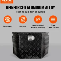 VEVOR Trailer Tongue Box, Aluminum Alloy Diamond Plate Tongue Box Tool Chest, Heavy Duty Trailer Box Storage with Lock and Keys, Utility Trailer Tongue Box for Pickup Truck, RV, Trailer, 39