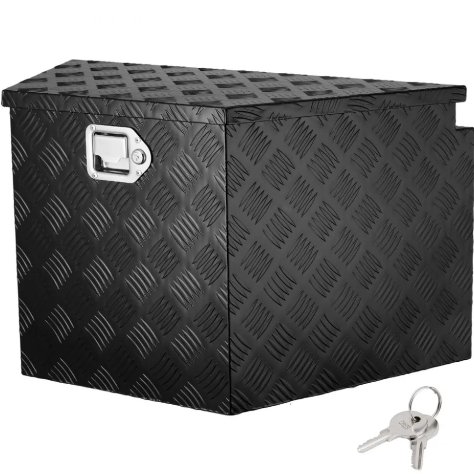 VEVOR Trailer Tongue Box, Aluminum Alloy Diamond Plate Tongue Box Tool Chest, Heavy Duty Trailer Box Storage with Lock and Keys, Utility Trailer Tongue Box for Pickup Truck, RV, Trailer, 39"x16.5"x12"