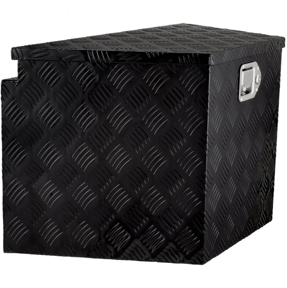 VEVOR Trailer Tongue Box, Aluminum Alloy Diamond Plate Tongue Box Tool Chest, Heavy Duty Trailer Box Storage with Lock and Keys, Utility Trailer Tongue Box for Pickup Truck, RV, Trailer, 29"x16.2"x18"
