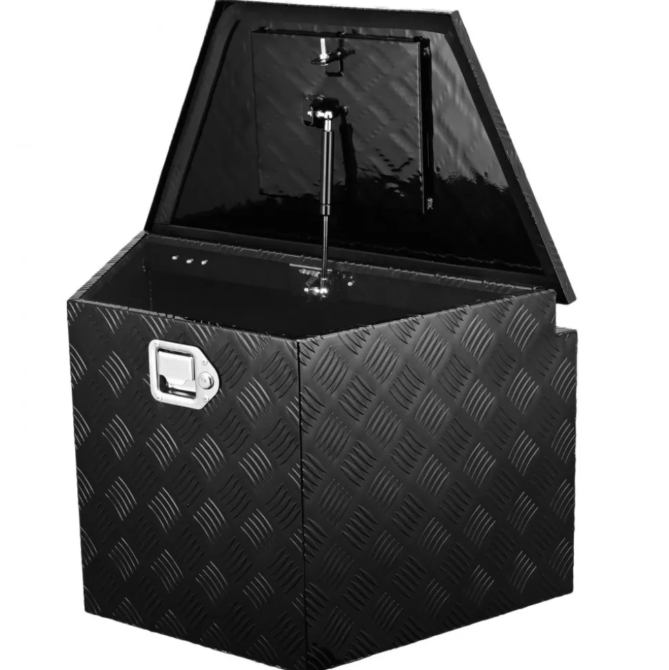VEVOR Trailer Tongue Box, Aluminum Alloy Diamond Plate Tongue Box Tool Chest, Heavy Duty Trailer Box Storage with Lock and Keys, Utility Trailer Tongue Box for Pickup Truck, RV, Trailer, 29"x16.2"x18"