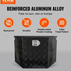 VEVOR Trailer Tongue Box, Aluminum Alloy Diamond Plate Tongue Box Tool Chest, Heavy Duty Trailer Box Storage with Lock and Keys, Utility Trailer Tongue Box for Pickup Truck, RV, Trailer, 29
