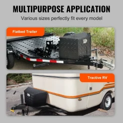 VEVOR Trailer Tongue Box, Aluminum Alloy Diamond Plate Tongue Box Tool Chest, Heavy Duty Trailer Box Storage with Lock and Keys, Utility Trailer Tongue Box for Pickup Truck, RV, Trailer, 29