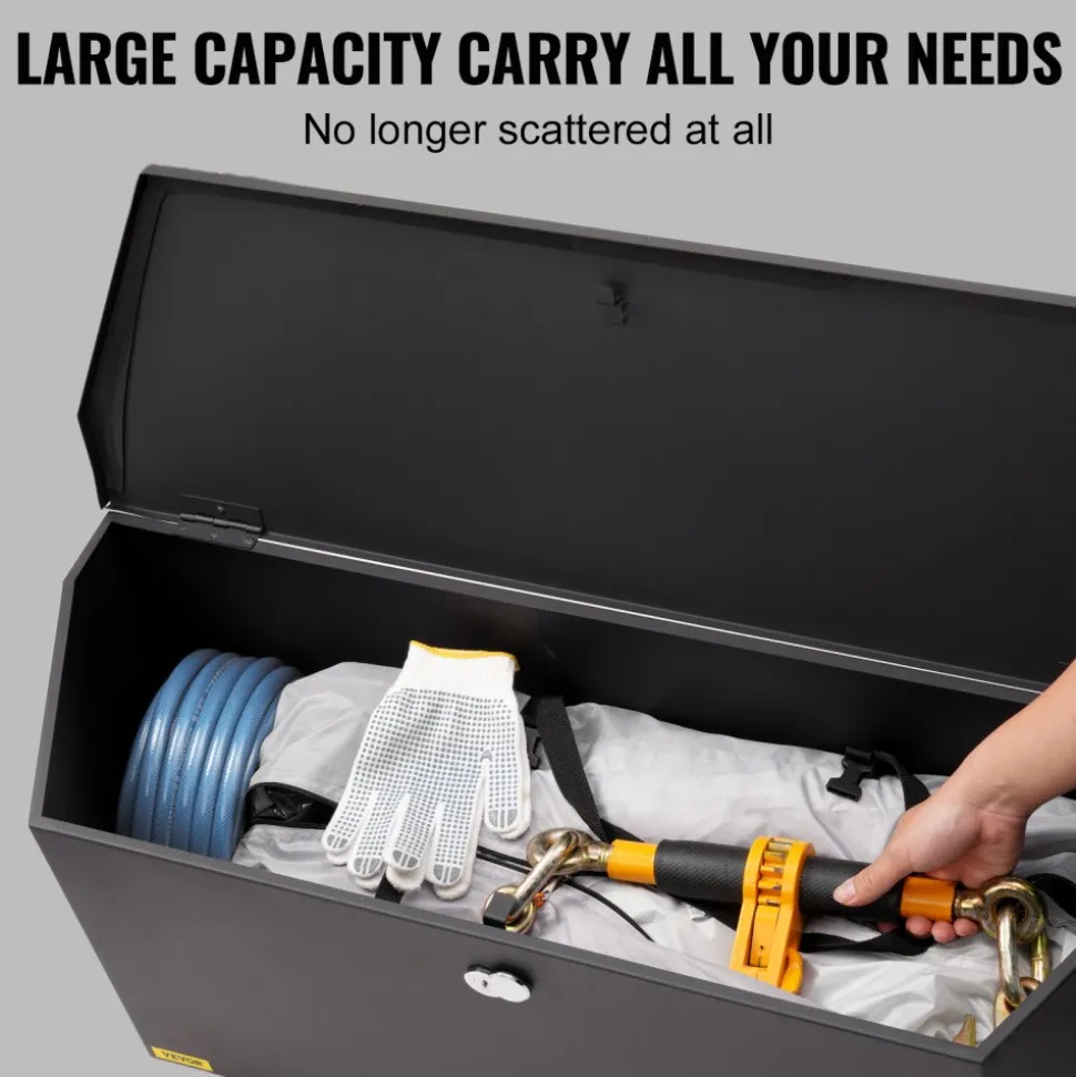 VEVOR Trailer Tongue Box, Carbon Steel Tongue Box Tool Chest, Heavy Duty Trailer Box Storage with Lock and Keys, Utility Trailer Tongue Tool Box for Pickup Truck Bed, RV Trailer, 36"x12"x12"