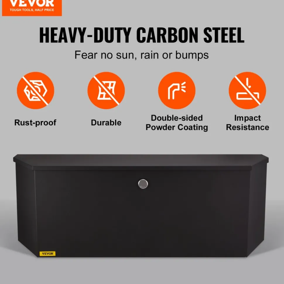 VEVOR Trailer Tongue Box, Carbon Steel Tongue Box Tool Chest, Heavy Duty Trailer Box Storage with Lock and Keys, Utility Trailer Tongue Tool Box for Pickup Truck Bed, RV Trailer, 36"x12"x12"
