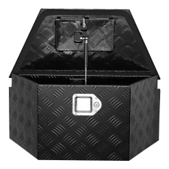 VEVOR Trailer Tongue Box, 26" x 13" x 12" Aluminum Trailer Tongue Tool Box, Heavy Duty Storage Organizer with Lock and Keys, Utility Tool Chest for Pickup Truck Bed, RV, SUV, Off-Road Vehicle, Black