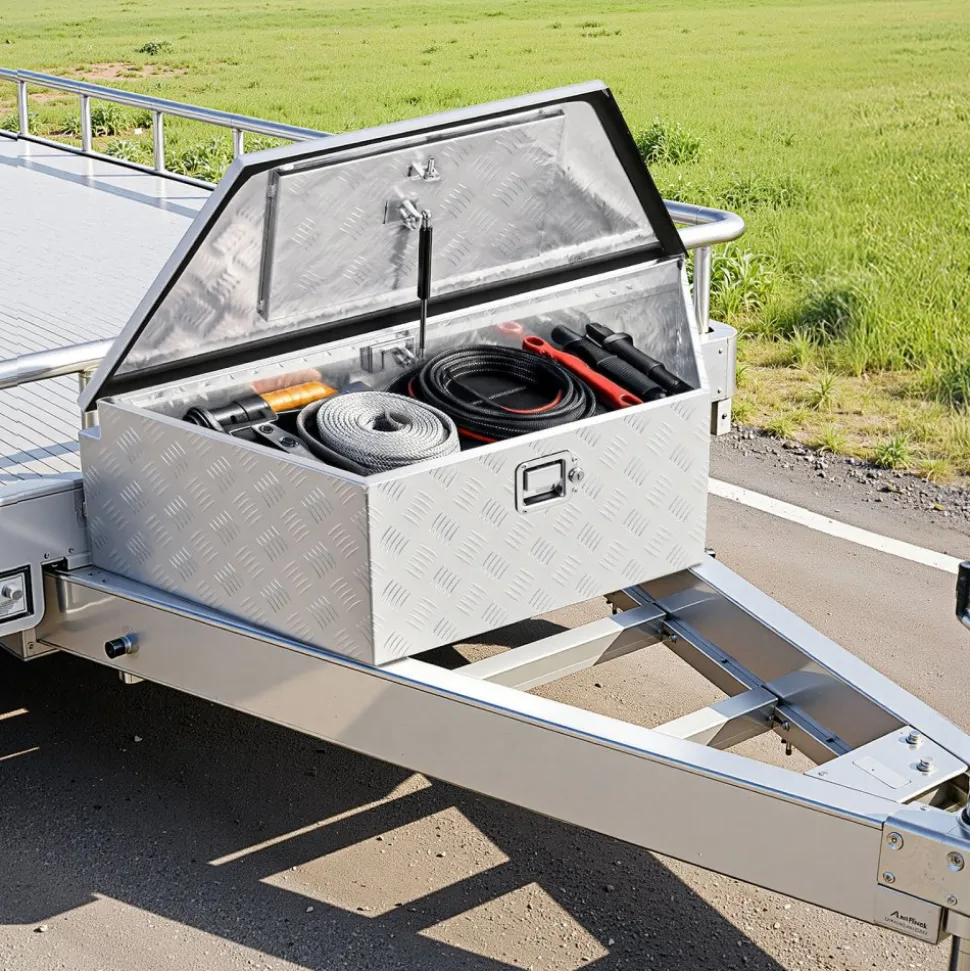 VEVOR Trailer Tongue Box, 39" x 16.5" x 12" Aluminum Trailer Tongue Tool Box, Heavy Duty Storage Organizer with Lock & Keys, Utility Tool Chest for Pickup Truck Bed, RV, SUV, Off-Road Vehicle, Silver