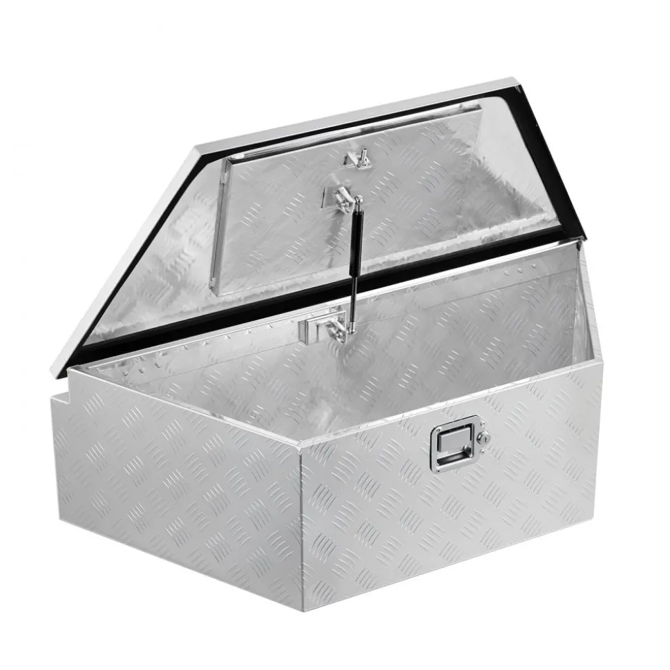 VEVOR Trailer Tongue Box, 39" x 16.5" x 12" Aluminum Trailer Tongue Tool Box, Heavy Duty Storage Organizer with Lock & Keys, Utility Tool Chest for Pickup Truck Bed, RV, SUV, Off-Road Vehicle, Silver