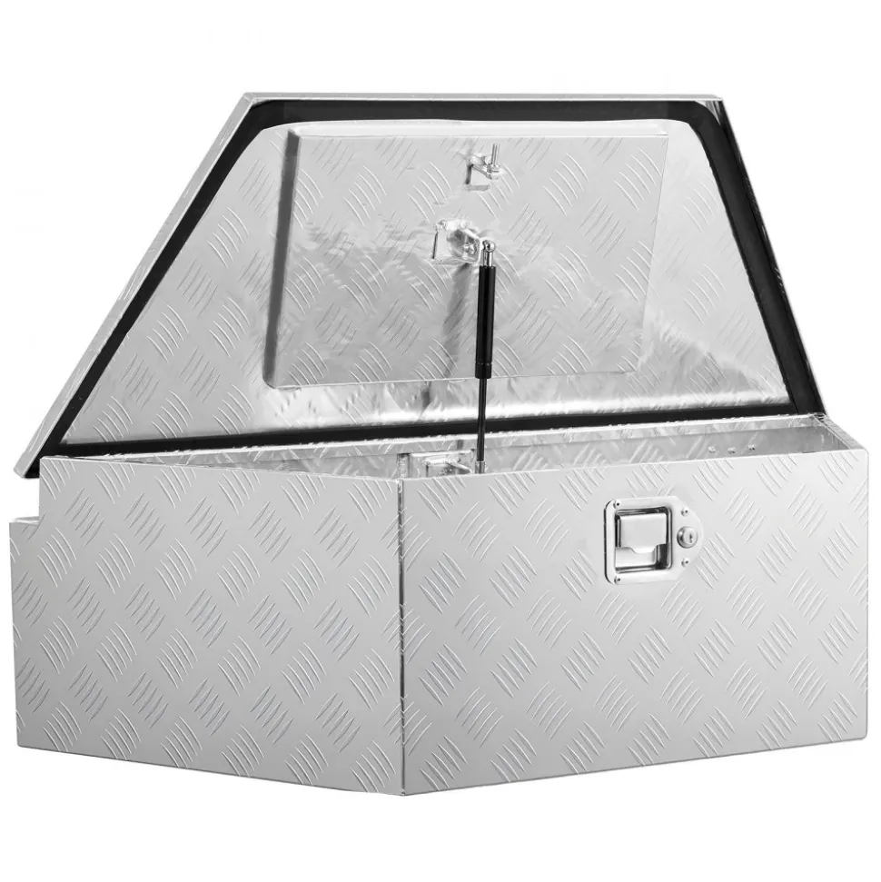 VEVOR Trailer Tongue Box, 39" x 16.5" x 12" Aluminum Trailer Tongue Tool Box, Heavy Duty Storage Organizer with Lock & Keys, Utility Tool Chest for Pickup Truck Bed, RV, SUV, Off-Road Vehicle, Silver