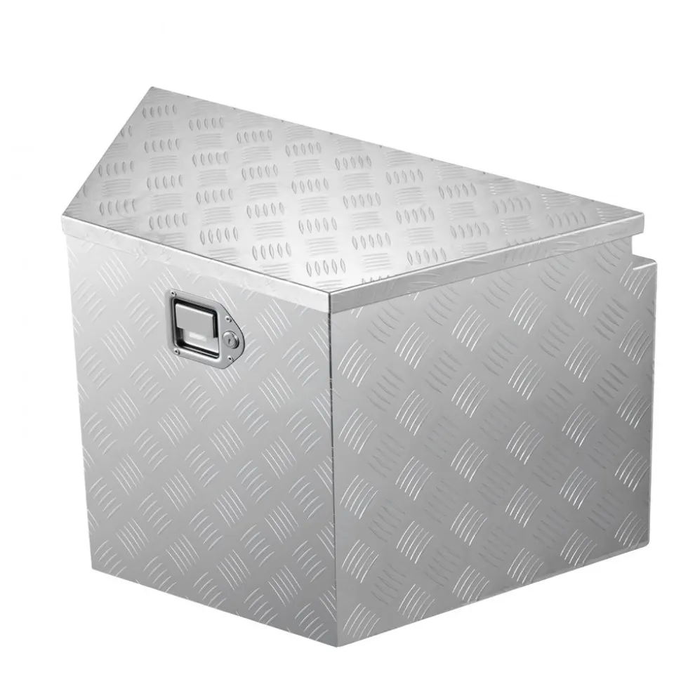 VEVOR Trailer Tongue Box, 33" x 19" x 18" Aluminum Trailer Tongue Tool Box, Heavy Duty Storage Organizer with Lock and Keys, Utility Tool Chest for Pickup Truck Bed, RV, SUV, Off-Road Vehicle, Silver