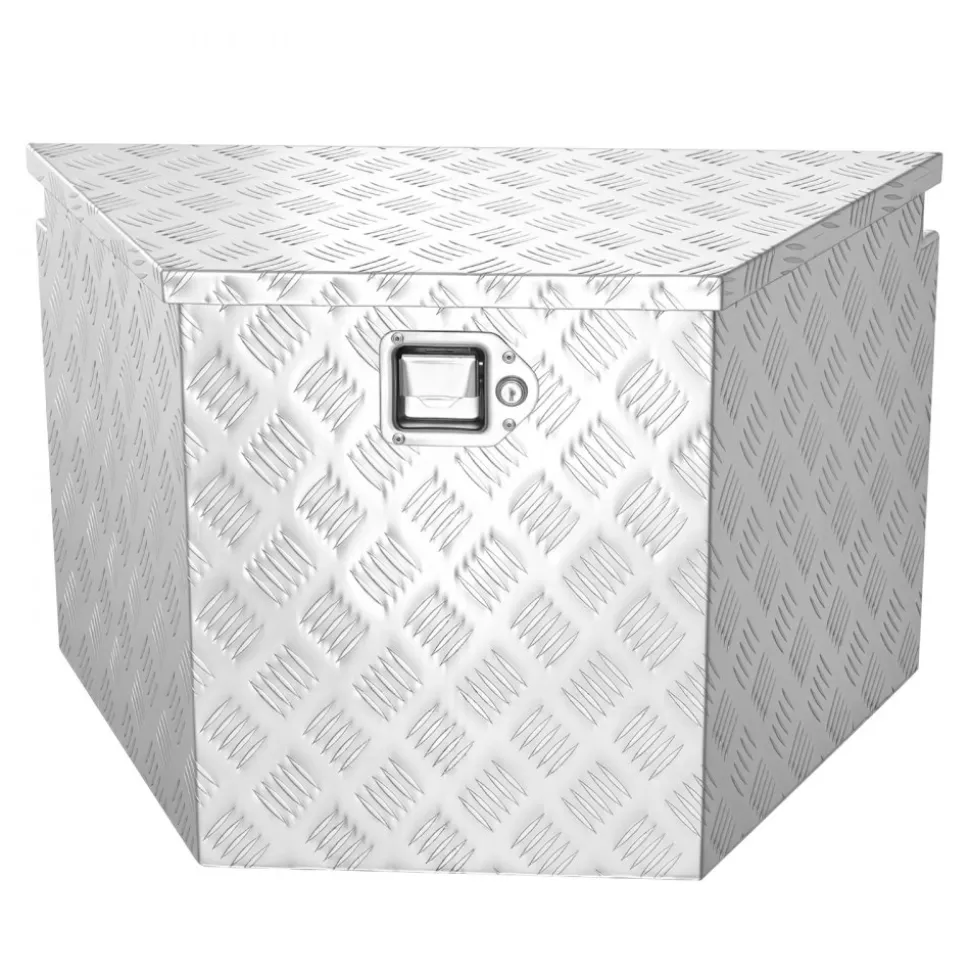 VEVOR Trailer Tongue Box, 29" x 16.1" x 18" Aluminum Trailer Tongue Tool Box, Heavy Duty Storage Organizer with Lock & Keys, Utility Tool Chest for Pickup Truck Bed, RV, SUV, Off-Road Vehicle, Silver