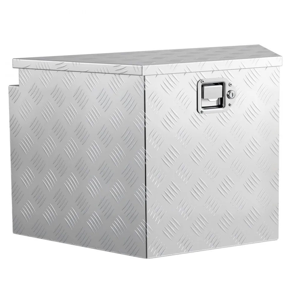 VEVOR Trailer Tongue Box, 29" x 16.1" x 18" Aluminum Trailer Tongue Tool Box, Heavy Duty Storage Organizer with Lock & Keys, Utility Tool Chest for Pickup Truck Bed, RV, SUV, Off-Road Vehicle, Silver