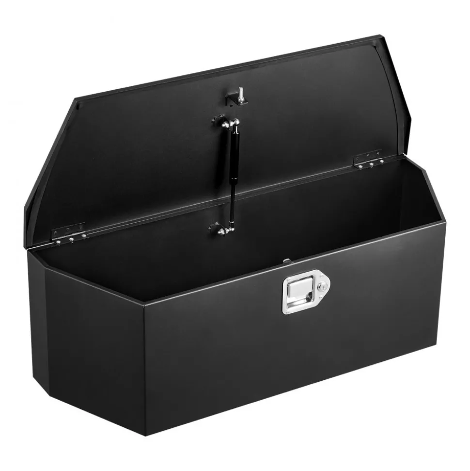 VEVOR Trailer Tongue Box, 36" x 12.3" x 12" Steel Trailer Tongue Tool Box, Heavy Duty Storage Organizer with Lock and Keys, Utility Tool Chest for Pickup Truck Bed, RV, SUV, Off-Road Vehicle, Black