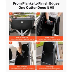 VEVOR Trailer Tongue Box, 49" x 13.9" x 18.5" Steel Trailer Tongue Tool Box, Heavy Duty Storage Organizer with Lock and Keys, Utility Tool Chest for Pickup Truck Bed, RV, SUV, Off-Road Vehicle, Black