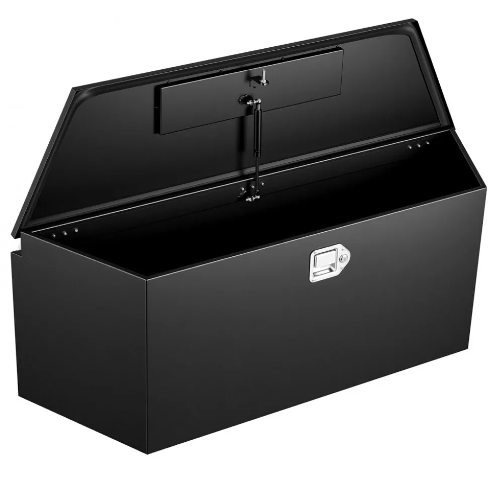 VEVOR Trailer Tongue Box, 49" x 13.9" x 18.5" Steel Trailer Tongue Tool Box, Heavy Duty Storage Organizer with Lock and Keys, Utility Tool Chest for Pickup Truck Bed, RV, SUV, Off-Road Vehicle, Black