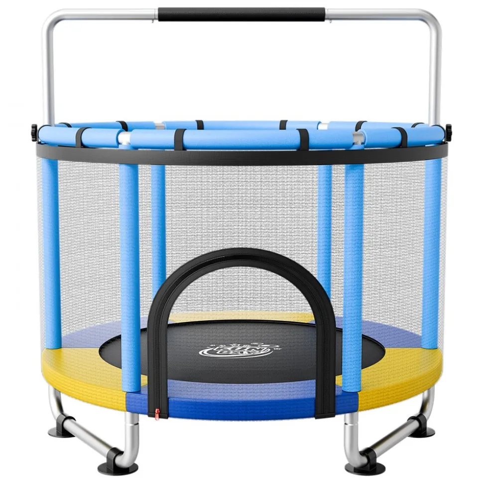 VEVOR 60" Trampoline for Kids, 5 FT Toddler Mini Trampoline, 132 lbs Indoor Outdoor Play Toys with Enclosure Net and Adjustable Gymnastics Bar, Christmas Toys Birthday Gifts for Girls Boys