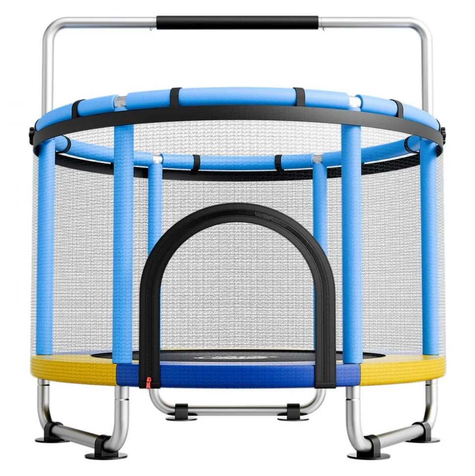VEVOR 60" Trampoline for Kids, 5 FT Toddler Mini Trampoline, 132 lbs Indoor Outdoor Play Toys with Enclosure Net and Adjustable Gymnastics Bar, Christmas Toys Birthday Gifts for Girls Boys
