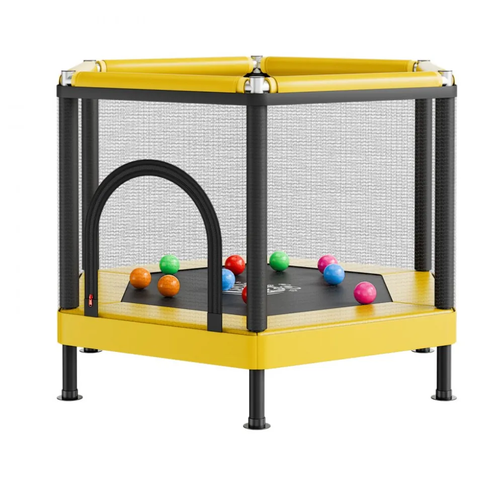 VEVOR Trampoline for Kids, Toddler Mini Trampoline, 132 lbs Capacity Indoor Outdoor Play Toys with Enclosure Net and Basketball Hoop, Easy to Assemble, Christmas Toys Birthday Gifts for Girls Boys