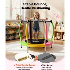 VEVOR Trampoline for Kids, Toddler Mini Trampoline, 132 lbs Capacity Indoor Outdoor Play Toys with Enclosure Net and Basketball Hoop, Easy to Assemble, Christmas Toys Birthday Gifts for Girls Boys