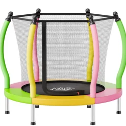 VEVOR Trampoline for Kids, Toddler Mini Trampoline, 132 lbs Capacity Indoor Outdoor Play Toys with Enclosure Net and Basketball Hoop, Easy to Assemble, Christmas Toys Birthday Gifts for Girls Boys