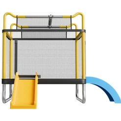 VEVOR Trampoline for Kids, Toddler Mini Trampoline, 132 lbs Capacity Indoor Outdoor Play Toys with Enclosure Net, Slide, and Ring, Easy to Assemble, Christmas Toys Birthday Gifts for Girls Boys