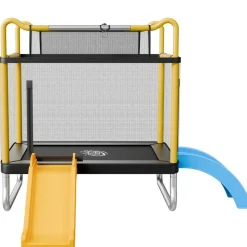 VEVOR Trampoline for Kids, Toddler Mini Trampoline, 132 lbs Capacity Indoor Outdoor Play Toys with Enclosure Net, Slide, and Ring, Easy to Assemble, Christmas Toys Birthday Gifts for Girls Boys
