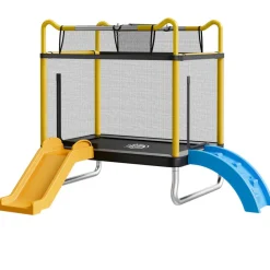 VEVOR Trampoline for Kids, Toddler Mini Trampoline, 132 lbs Capacity Indoor Outdoor Play Toys with Enclosure Net, Slide, and Ring, Easy to Assemble, Christmas Toys Birthday Gifts for Girls Boys
