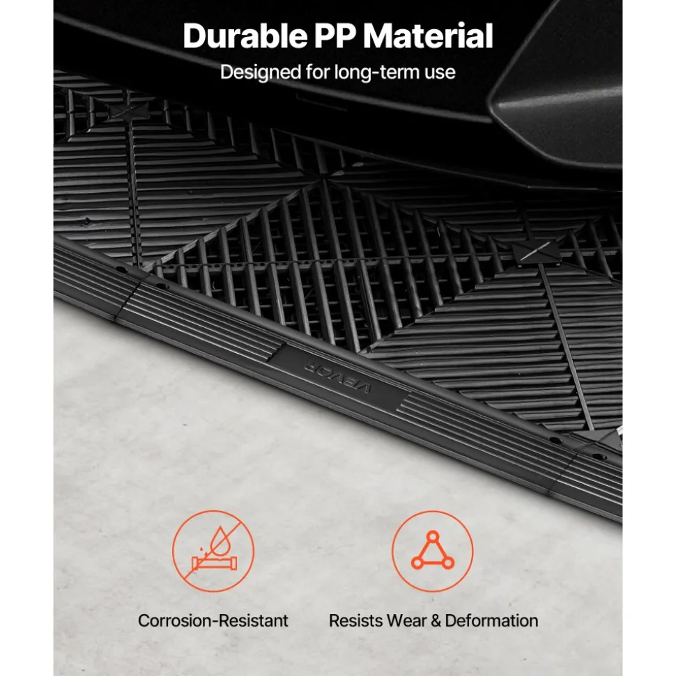 VEVOR Transition Edge Kit, 11-Piece, Durable Straight Garage Floor Edging, PP Material, Easy Installation, Edge Protection for Wet Area Restaurant Pool, Only Compatible with VEVOR Drainage Mats, Black