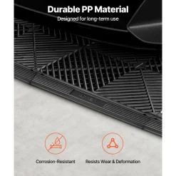 VEVOR Transition Edge Kit, 11-Piece, Durable PP Interlocking Modular Garage Floor Edging, Easy Installation, Edge Protection for Wet Area Restaurant, Only Compatible with VEVOR Drainage Mats, Black