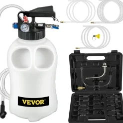 VEVOR Transmission Fluid Pump 2 Way ATF Refill System Dispenser, Oil and Liquid Extractor 10 Liter Large Capacity, Automatic Transmission Fluid Pump Tool Set with 14 Pieces ATF Filler Adapters