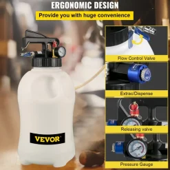 VEVOR Transmission Fluid Pump 2 Way ATF Refill System Dispenser, Oil and Liquid Extractor 10 Liter Large Capacity, Automatic Transmission Fluid Pump Tool Set with 14 Pieces ATF Filler Adapters