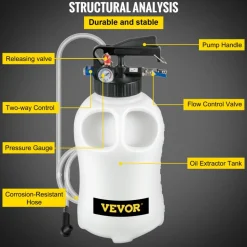 VEVOR Transmission Fluid Pump 2 Way ATF Refill System Dispenser, Oil and Liquid Extractor 10 Liter Large Capacity, Automatic Transmission Fluid Pump Tool Set with 14 Pieces ATF Filler Adapters