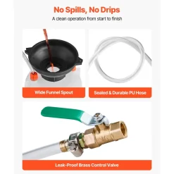VEVOR Transmission Fluid Pump, 3 L Capacity, Manual Fluid Transfer Pump with 47 in Long Horse & HDPE Tank, Transmission Oil Pump with PTFE Tape, Manual Automotive Oil Filling System for Cars, Boats