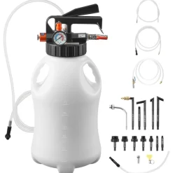 VEVOR Transmission Fluid Pump, 8 L Pneumatic Oil Fluid Extractor, ATF Refill Dispenser Transfer Pump with 15 ATF Adapters, Oil Extractor Dispenser with HDPE Tank for Cars, Boats, Lawn Mowers