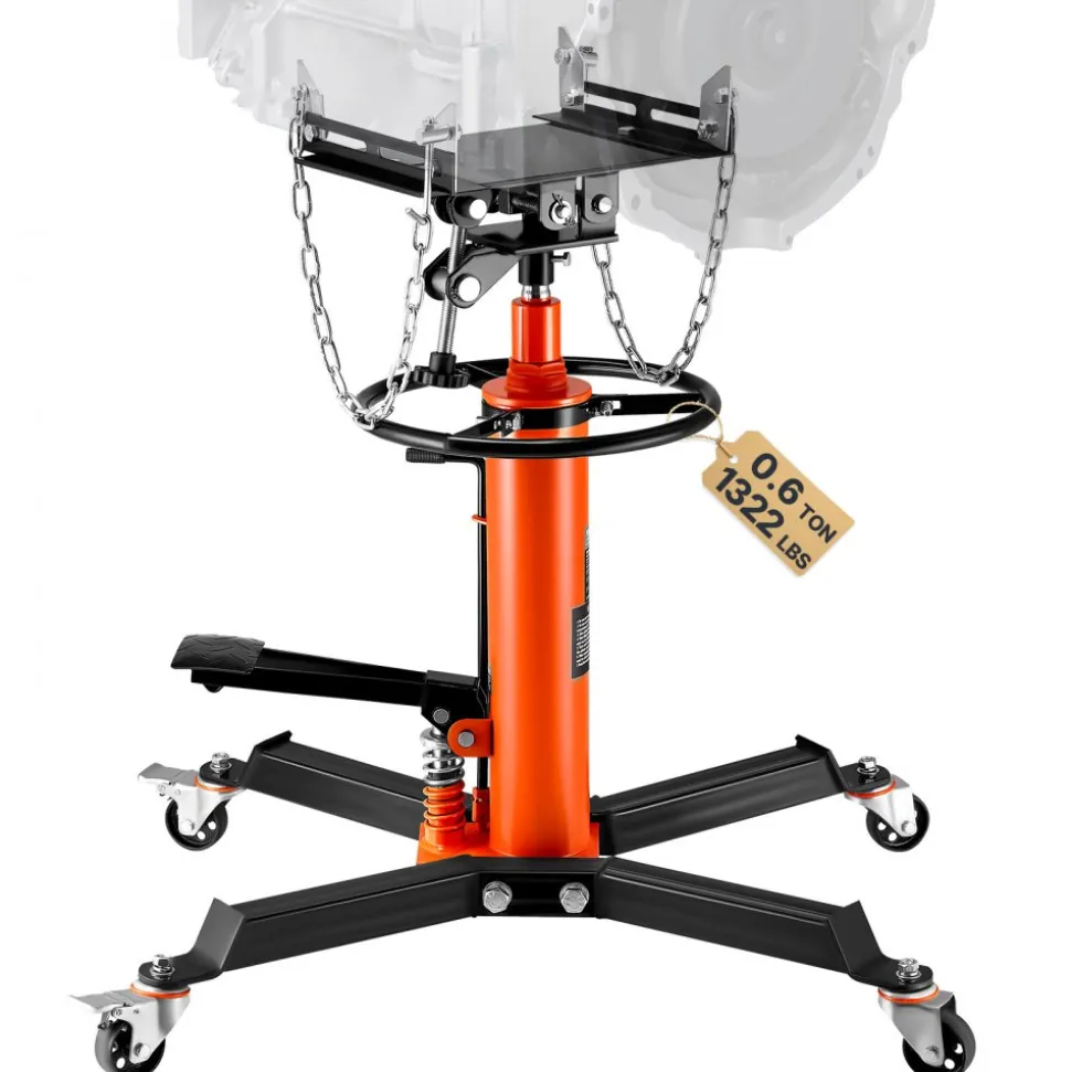 VEVOR Transmission Jack, 1322 LBS Hydraulic Telescoping Transmission Jack, 32"-67" High Lift Floor Jack Stand with Foot Pedal, 360° Swivel Wheel, Hydraulic Transmission Jack Garage/Shop Lift Hoist