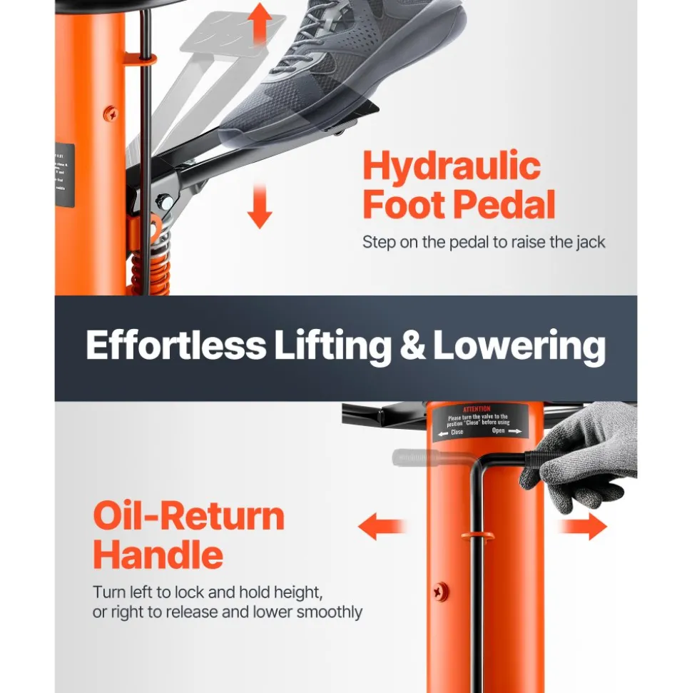 VEVOR Transmission Jack, 1322 LBS Hydraulic Telescoping Transmission Jack, 32"-67" High Lift Floor Jack Stand with Foot Pedal, 360° Swivel Wheel, Hydraulic Transmission Jack Garage/Shop Lift Hoist