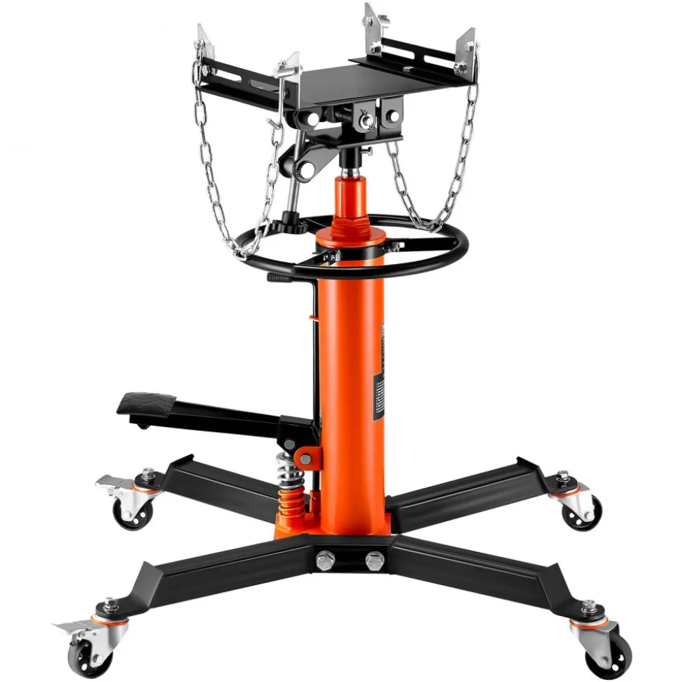 VEVOR Transmission Jack, 1322 LBS Hydraulic Telescoping Transmission Jack, 32"-67" High Lift Floor Jack Stand with Foot Pedal, 360° Swivel Wheel, Hydraulic Transmission Jack Garage/Shop Lift Hoist