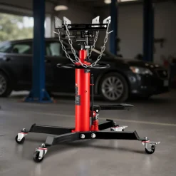 VEVOR Transmission Jack,1/2Ton/1100lbs Capacity Hydraulic Telescopic Transmission Jack, 2-Stage Floor Jack Stand with Foot Pedal, 360° Swivel Wheel, Garage/Shop Lift Hoist, Red
