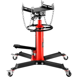 VEVOR Transmission Jack,1/2Ton/1100lbs Capacity Hydraulic Telescopic Transmission Jack, 2-Stage Floor Jack Stand with Foot Pedal, 360° Swivel Wheel, Garage/Shop Lift Hoist, Red