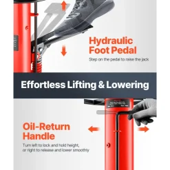 VEVOR Transmission Jack,0.75 Ton/1660 lbs Capacity Hydraulic Telescopic Transmission Jack, 2-Stage Floor Jack Stand with Foot Pedal, 360° Swivel Wheel, Garage/Shop Lift Hoist, Red