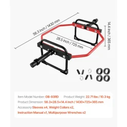 VEVOR Trap Bar Hex Bar, 2-Inch Hex Barbell, 500 LBS Capacity Shrug Bars, Weightlifting and Strength Training Equipment, Home Gym for Squats, Deadlifts, Shoulder Presses, Red
