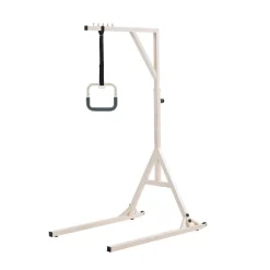 VEVOR Trapeze Bar for Bed Mobility, Height-Adjustable Bed Trapeze with 2 Casters, 350LBS Weight Capacity Heavy Duty Pull Up Trapeze Bar with Floor Stand for Elderly, Disabled, Bedridden Patients