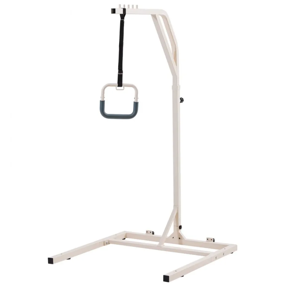 VEVOR Trapeze Bar for Bed Mobility, Height-Adjustable Free Standing Trapeze Bar with 2 Wheels, 300LBS Capacity Bed Pull Up Assist for Elderly Disabled, Ideal for Hospital, Nursing Home & Home Care